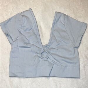 Aerie Light Blue Crop Top with Ring Accent